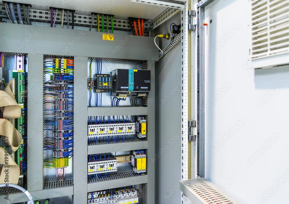 Power distribution control panel. Electricity.