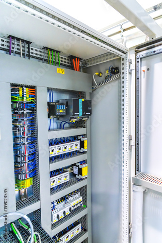 Power distribution control panel. Electricity.