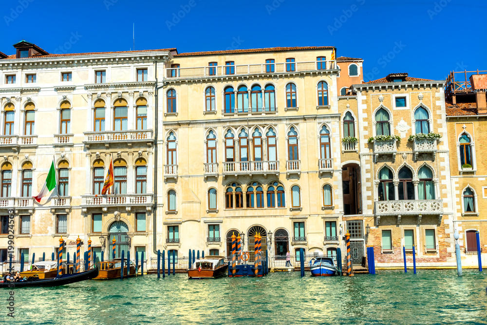 Colorful Grand Canal Boats Venice Italy
