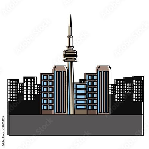 toronto canada city scene vector illustration outline
