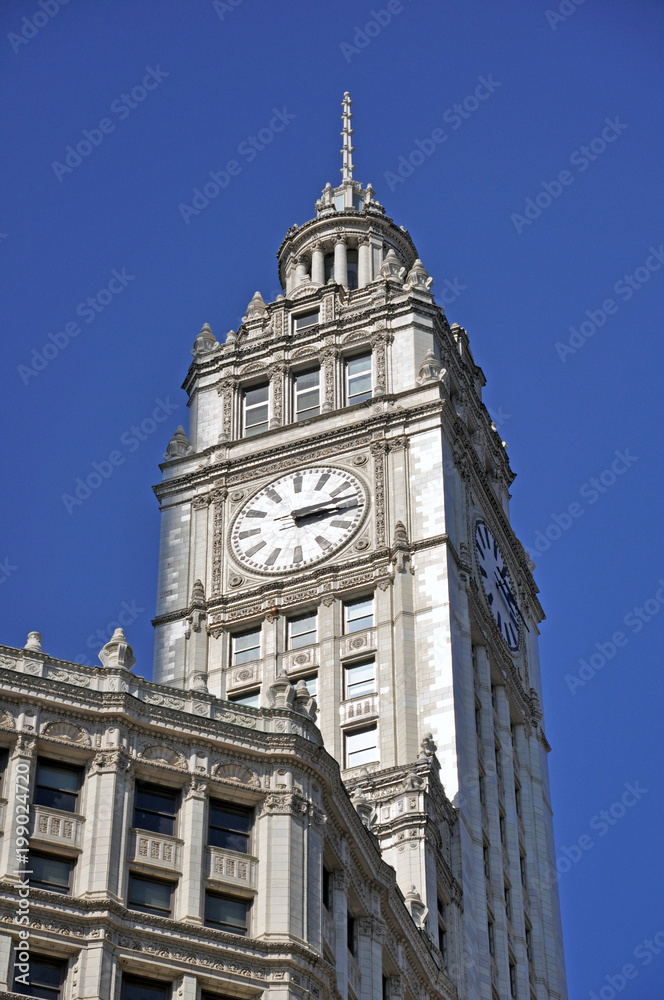 Clock tower in Chicago.