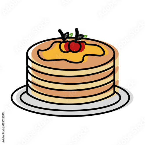 pancake with syrup maple on dish vector illustration design