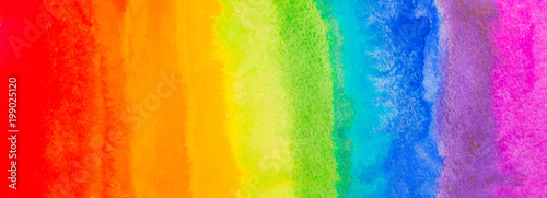 rainbow spectrum watercolor paint splash background . illustration for design wedding invitation, greeting or birthday card, web banner, tag, label, logo and text photo