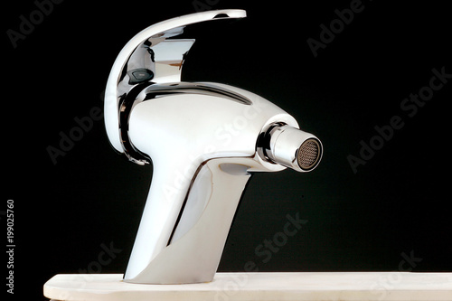 Modern water-supply faucet mixer for water photo