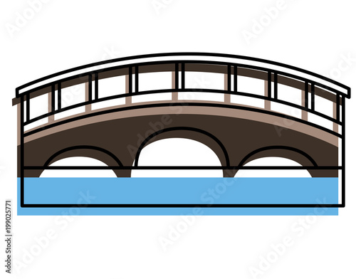 bridge with water scene vector illustration design