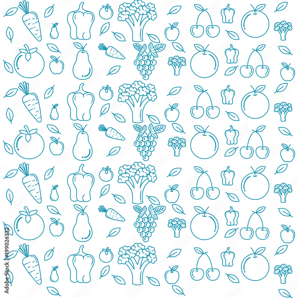 vegetables and fruits pattern vector illustration design