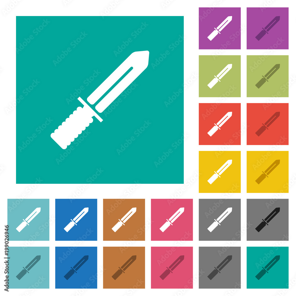 Knife square flat multi colored icons Knife square flat multi colored icons