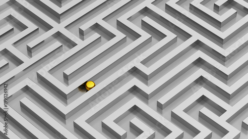 Konstfotografi Maze concept with metal ball inside