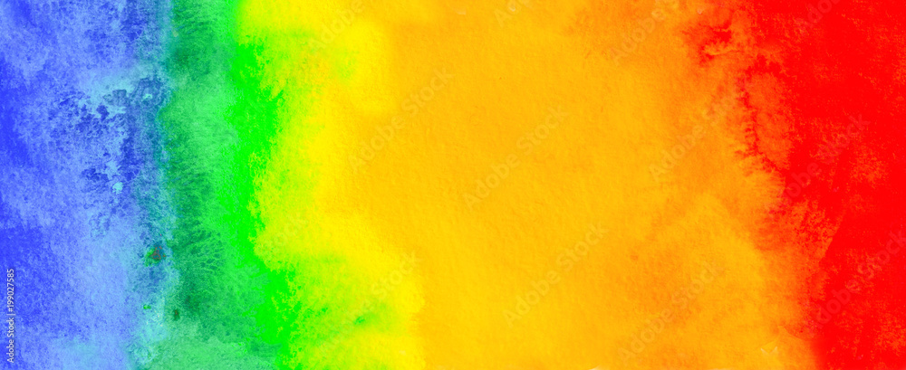 rainbow watercolor gradient color background. hand draw illustration . colored like yellow, orange, green, blue, turquoise, red