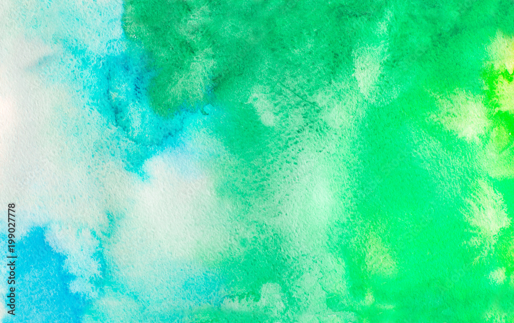 turquoise and green watercolor gradient color background. hand draw illustration . colored like blue, teal, emerald 
