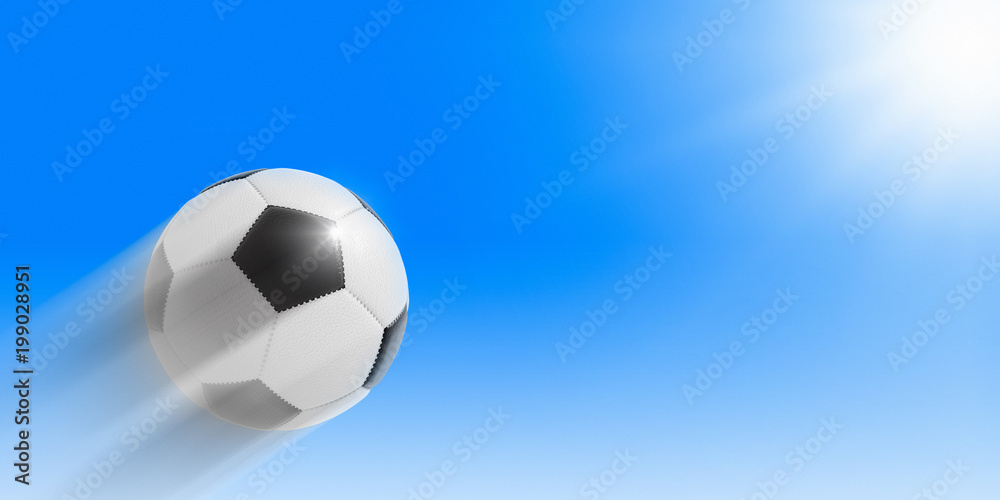 Fototapeta premium Football flying into the sky to the sun