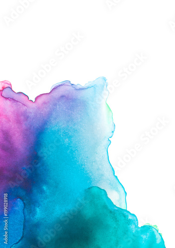 spectrum rainbow watercolor on white background, colored illustration of ultra violet, teal, green, magenta, blue and turquoise, purple, pink, emerald