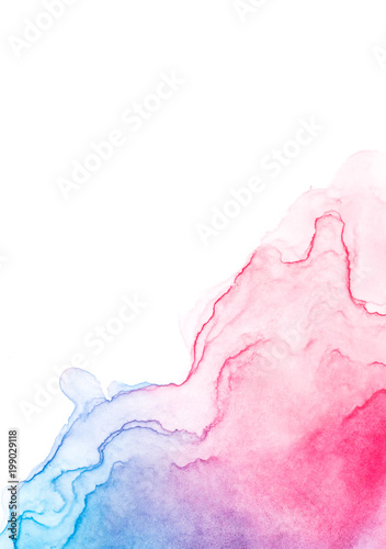 light pink, blue and violet watercolor splash for text, design, logo, card on white background