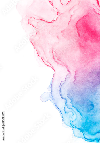 light pink, blue and violet watercolor splash for text, design, logo, card on white background