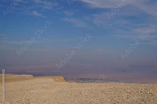 Maale Shaharut, beautiful place in the Arava desert, Israel, in the misty haze of sunset 