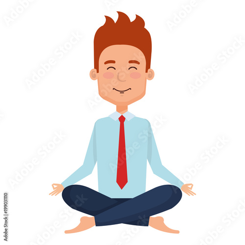 businessman doing the lotus position vector illustration design
