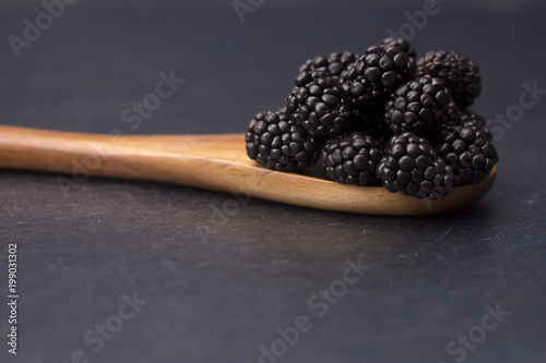 Fresh Plump Blackberries on a Slate Countertop