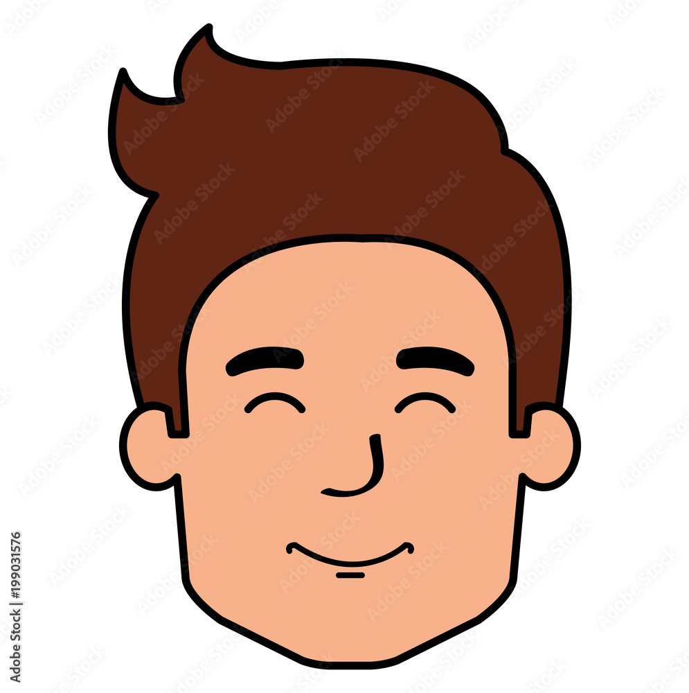 young man head avatar character vector illustration design