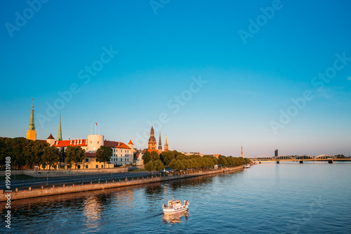 View To Promenad Of Daugava, In Riga, Latvia. Ab Dambis. Travel