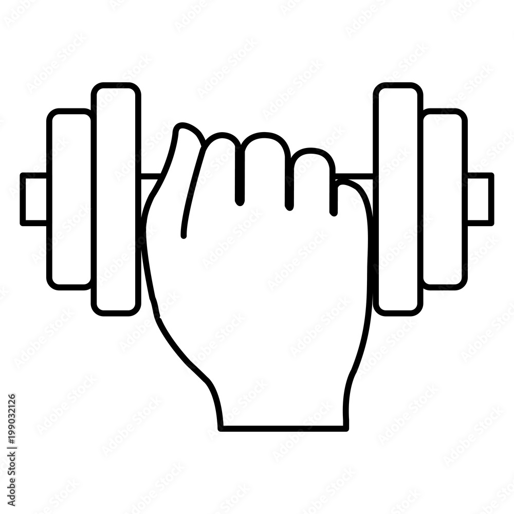 Obraz premium hand with weight lifting device icon vector illustration design