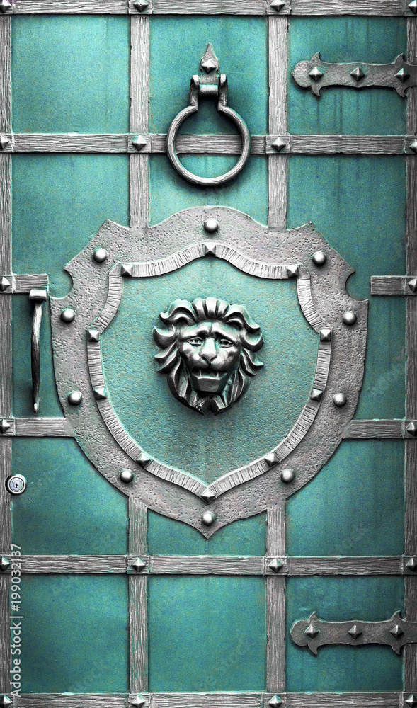 Fototapeta premium large metal, forged doors