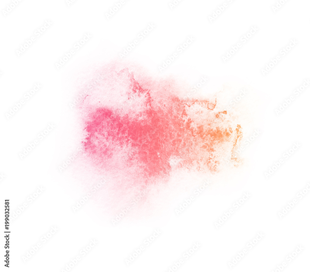 rainbow ombre pink, orange, yellow, violet, blue, magenta hand draw watercolor  splash backdrop. Ombre background for text, logo, label, tag, card isolated on white