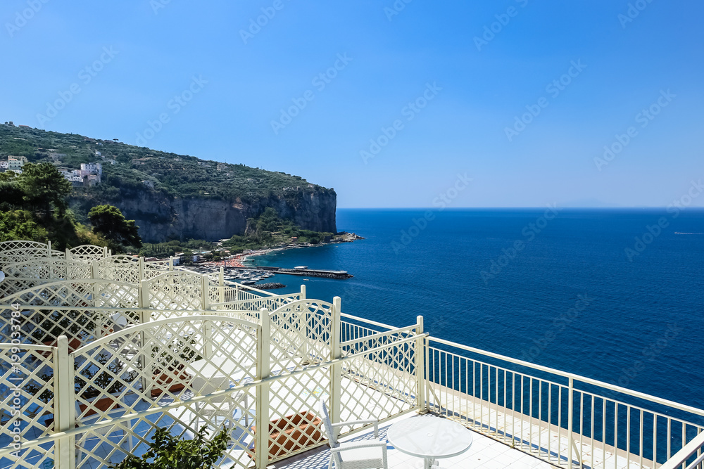 Naklejka premium View from hotel to the Amalfi Coast near Vico Equense. Italy