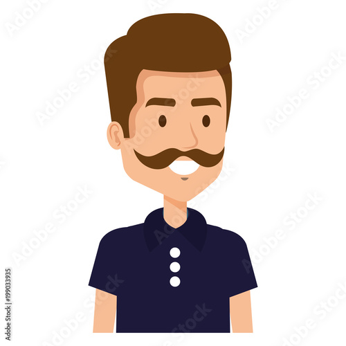 young man with mustache hipster style vector illustration design