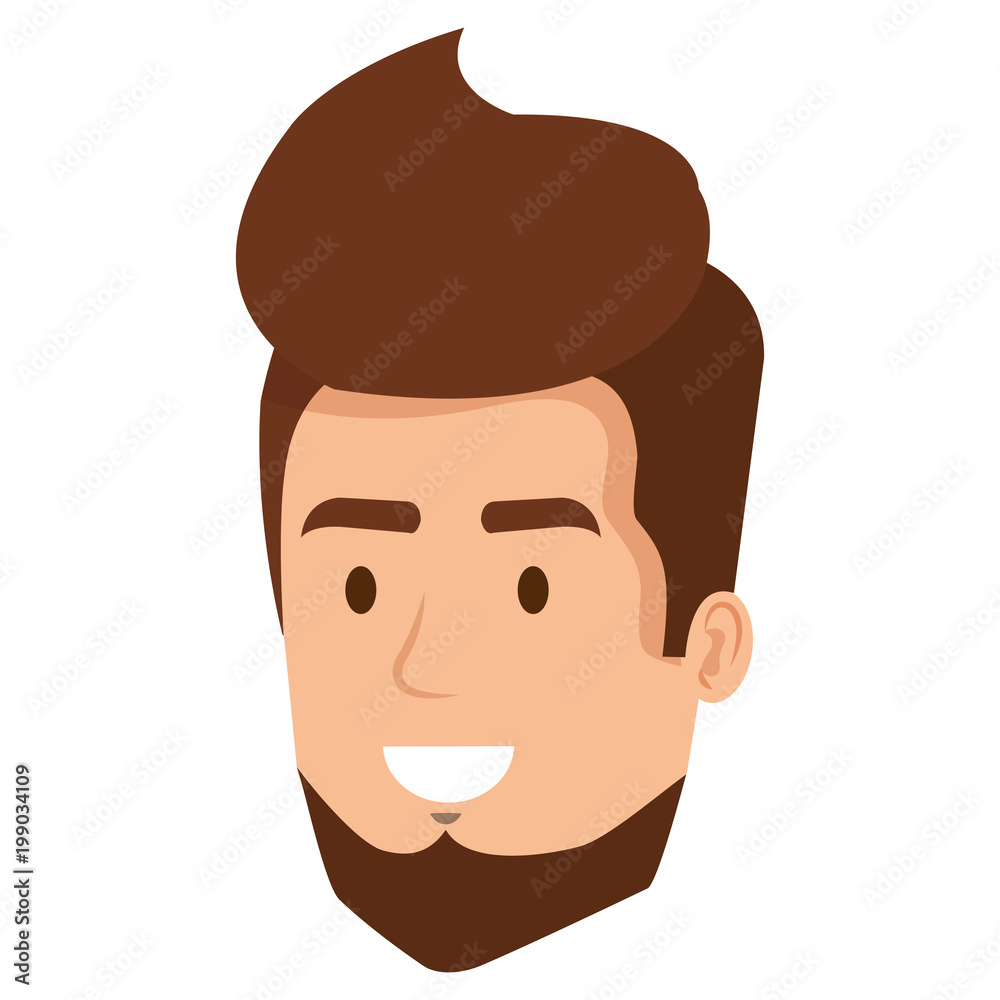 young man head with beard avatar character vector illustration design