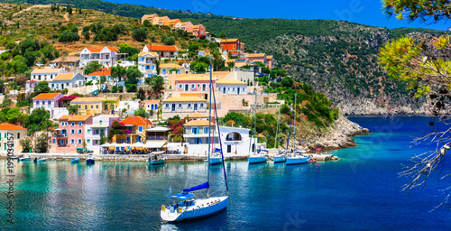 Amazing Greece - picturesque colorful village Assos in Kefalonia