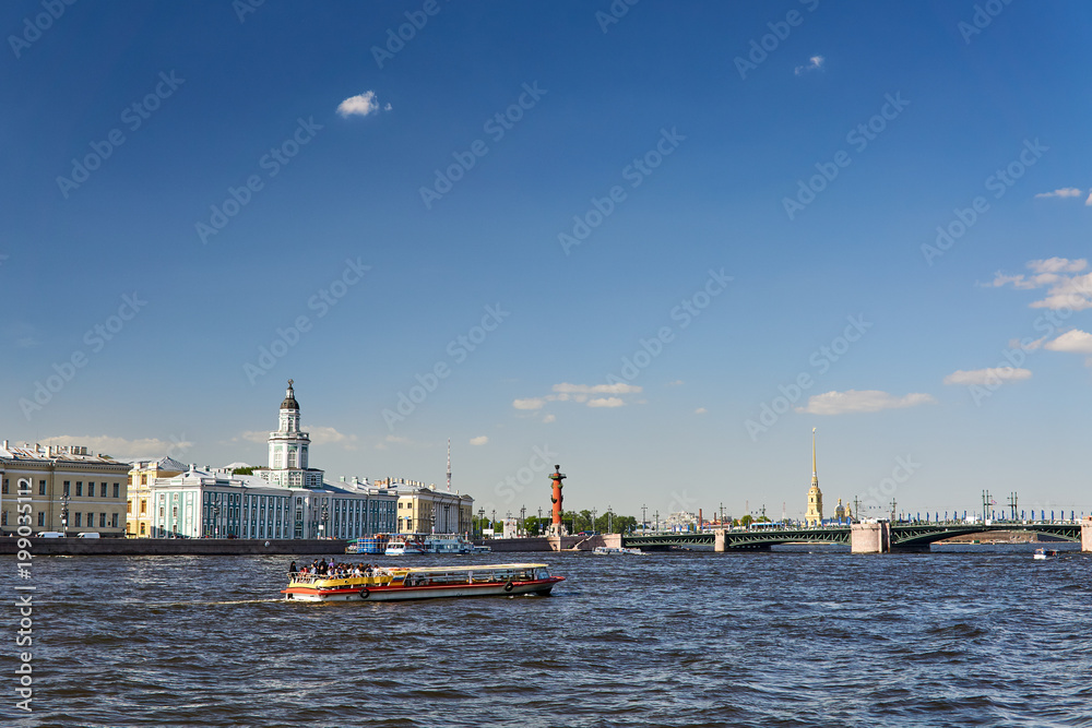 A view of the river Neva in Saint-Petersburg, Vasilievsky island
