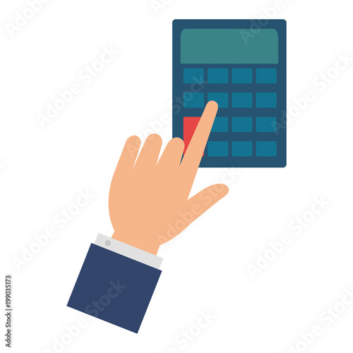 hand user with calculator device isolated icon vector illustration design
