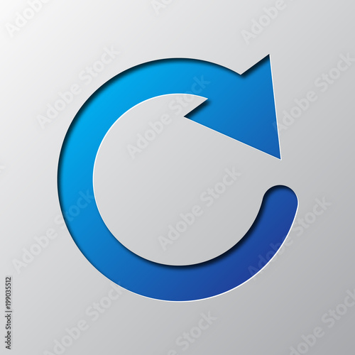 Paper art of the blue update symbol. Vector illustration.