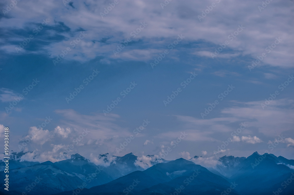 Beautiful blue Panoramic view of mountain