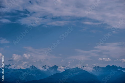 Beautiful blue Panoramic view of mountain