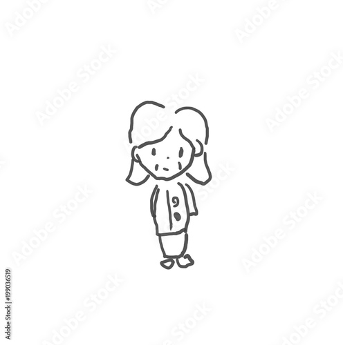 無口なうちのおばあちゃん 僕の街のみんな 子供の落書き風 ゆるいイラスト線画 ラフ 下絵 塗り絵 Stock イラスト Adobe Stock