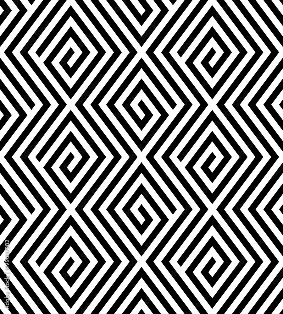 Vector seamless texture. Modern geometric background. Monochrome repeating pattern with rhombuses.