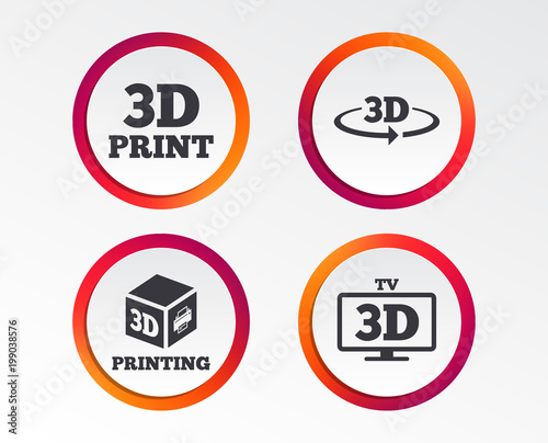 3d technology icons. Printer, rotation arrow sign symbols. Print cube. Infographic design buttons. Circle templates. Vector Free Download 3d technology icons. Printer, rotation arrow sign symbols. Print cube. Infographic design buttons. Circle templates. Vector - GFXLoad