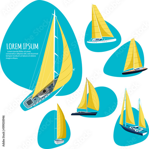 Yacht club stickers with sail boat
