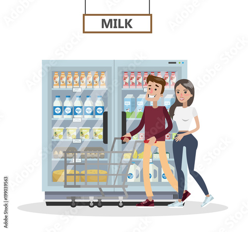 Supermarket interior set.