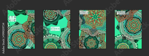 Ethnic banners template with floral Mandala ornament.