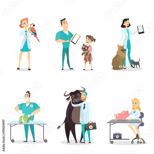 Veterinarians with animals.