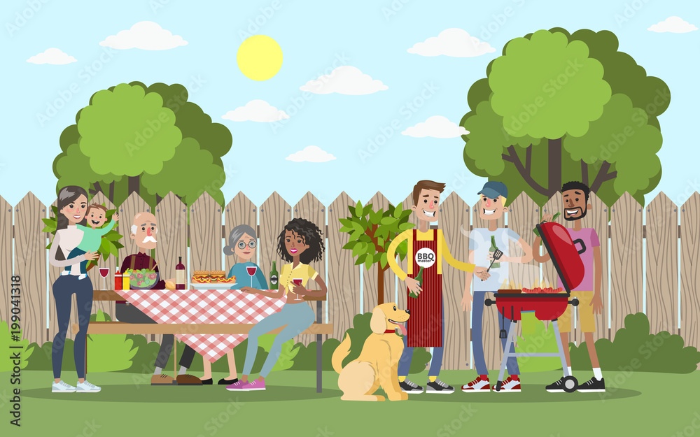Fototapeta premium Family on BBQ.