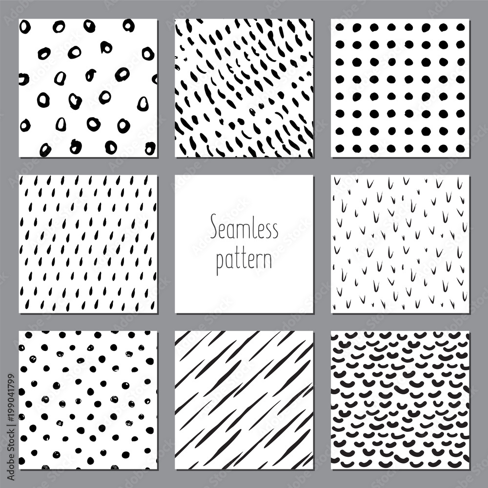 Seamless pattern, set of textures, hand made