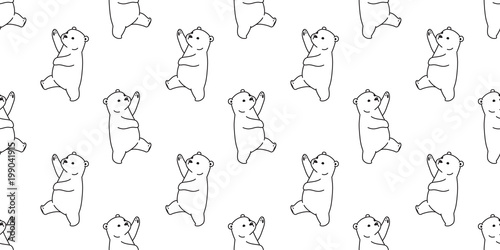 Bear seamless pattern vector polar bear panda isolated teddy walk wallpaper background white