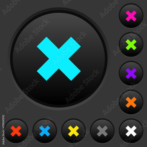 Cancel dark push buttons with color icons