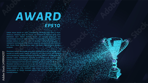 The award of the particles. Sports trophy consists of circles and points. Vector illustration.