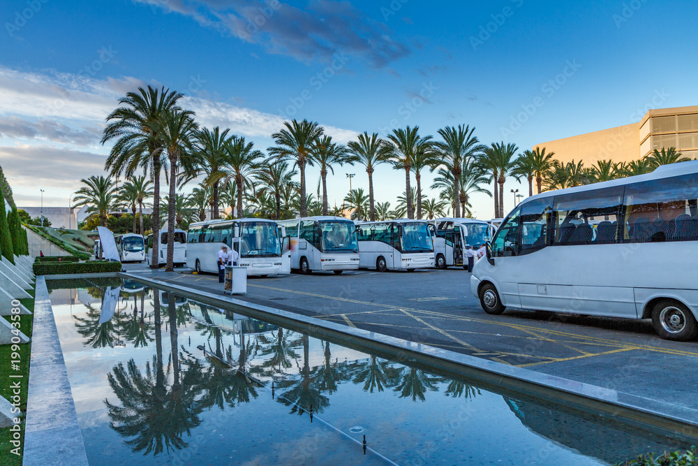 Palma de Mallorca airport outdoor bus parking, Balearic Islands Spain