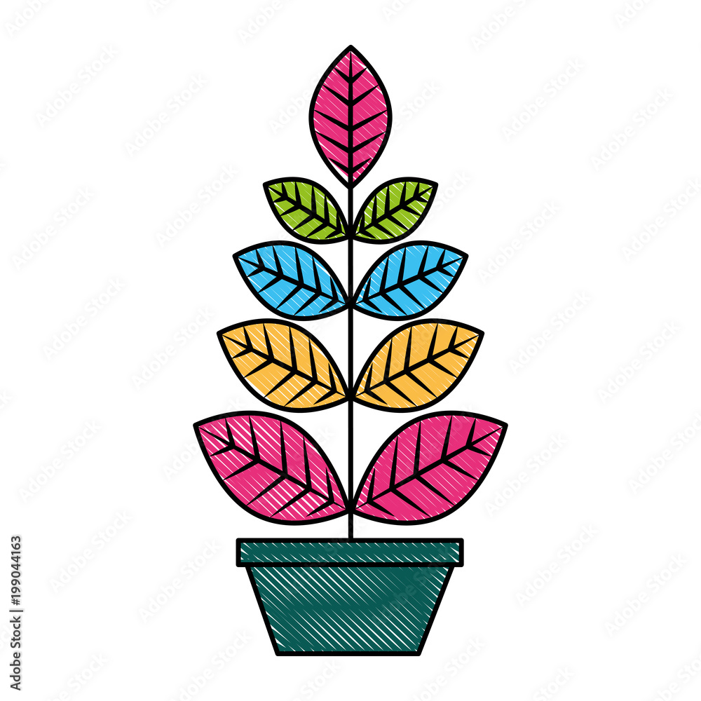 Obraz premium leafs plant in pot vector illustration design