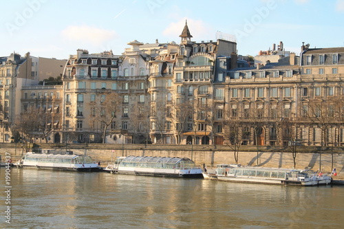 Beautiful sky over river seine, Paris capital and the most populous city of France © Picturereflex